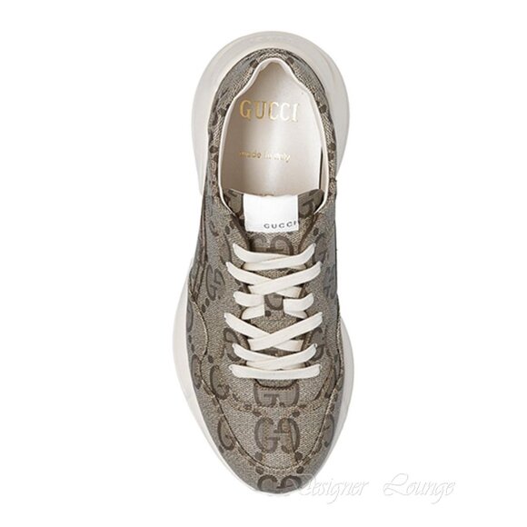 NEW GUCCI Men's Rhyton 100 Beige/Ebony Macro GG Supreme Canvas Sneakers G9 US9.5 - Picture 4 of 12